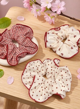 红色甜美波点大肠马尾发圈发绳丸子2026高级头饰发饰新款红色头绳