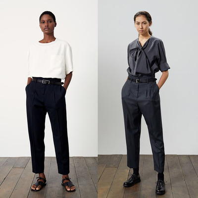 走秀英版MHL新品真丝羊毛混纺锥形裤 经典复古高腰休闲西装裤子女