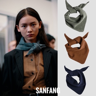 小众MHL秋冬百搭型羊毛保暖围巾围脖小方巾 秀款 强缩绒 三角巾