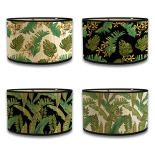 家居装饰绿植印花竹子灯罩台灯吊灯灯罩E27灯头灯具配件竹灯笼