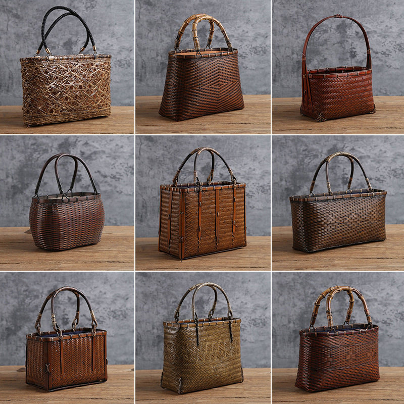 中式竹编包茶道提篮子收纳包迷你藤编手工文艺风手拎包,特色手工艺,其他特色工艺品,淘宝优惠券,粉丝福利购,淘宝优惠卷