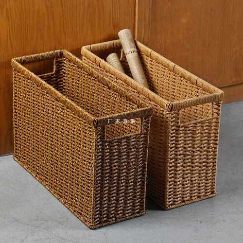 Kens藤编客厅茶几边角置物筐健身房瑜伽运动器材收纳篮塑料