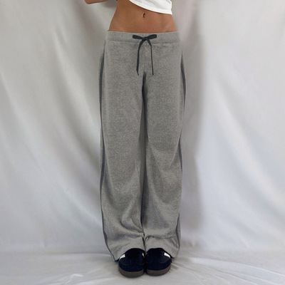 Loose sweatpants for women休闲基础条针织裤系带宽松运动卫裤女