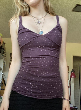 Sexy V-neck purple vest性感v领修身内搭打底紫色背心女夏小吊带