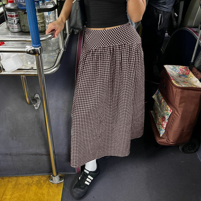 Summer college plaid skirt 夏季学院风格纹收腰半身裙辣妹A字裙