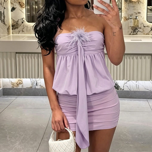 Sexy strapless and hip hugging dress性感露背抹胸包臀连衣裙女