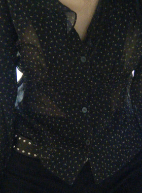 Black lightweight and translucent shirt 黑色波点轻薄微透衬衫