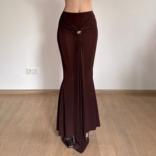 Sexy tight fish tail wrap skirt 法式复古金属扣飘带鱼尾半身裙