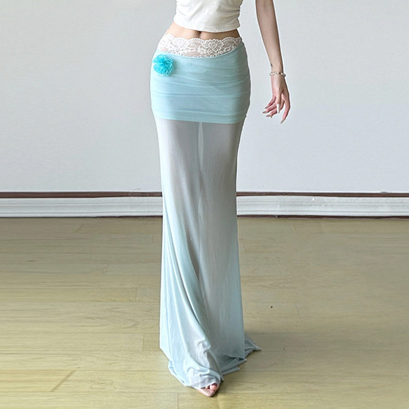 Vacation style mesh skirt 度假风长裙子蕾丝花边网纱包臀半身裙