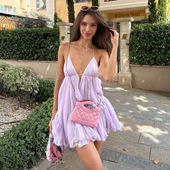 Vacation 度假风V领性感绑带A摆蓬蓬连衣裙 dress style camisole