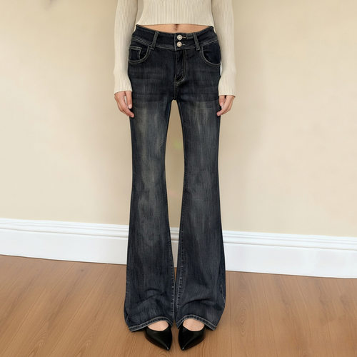 Women's slim fit micro flared jeans 辣妹简约修身微喇牛仔裤女