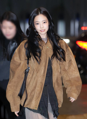 Jennie's same jacket 明星同款宽松麂皮绒外套秋冬百搭休闲夹克