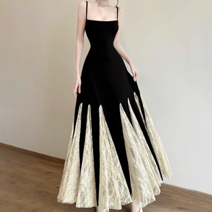 French lace patchwork dress 法式纯欲蕾丝插片吊带裙收腰连衣裙