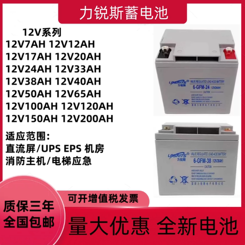 力锐斯蓄电池6-GFM-100 12V100AH65AH38AH24AH17AH直流屏UPS EPS
