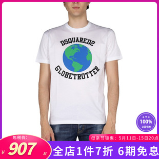 男装 logo图案 GLOBETROTTER T恤 Dsquared2新款 修身 短袖