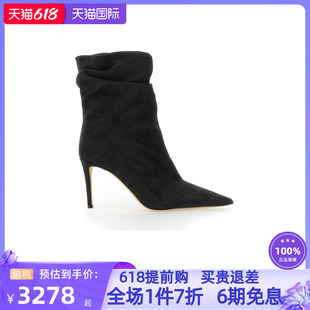 Zanotti新款 Giuseppe 女靴尖头绒面牛皮细高跟靴短靴及踝靴