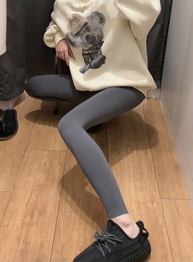 鲨鱼皮打底裤女秋冬加绒加厚外穿灰色冬季保暖压力瘦腿高弹瑜伽裤