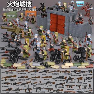 川军兵人兼容乐高积木人仔二战士兵军事基地阵地堡垒战争废墟场景