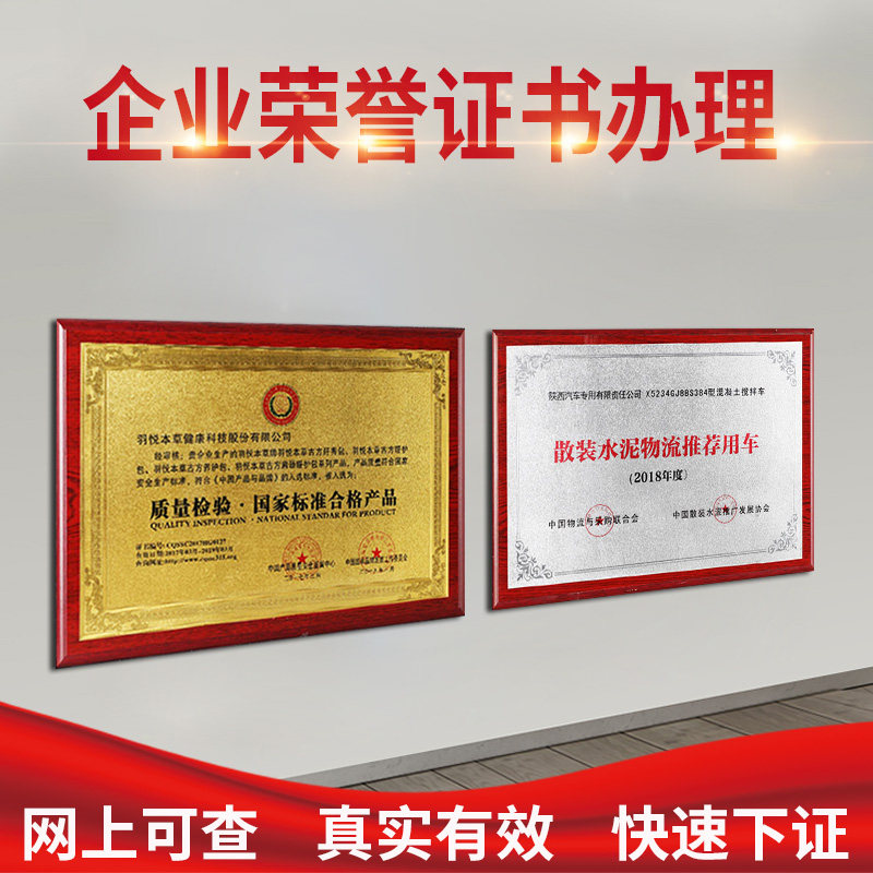 企业荣誉证书获奖称号铜牌公司定做