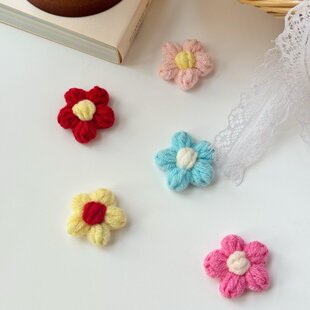 饰 23毛线编织可爱花朵配饰配件头饰百搭配饰花朵造型头绳装