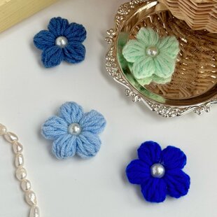 23毛线编织可爱限定手工毛线花头饰百搭配饰花朵造型头绳针织