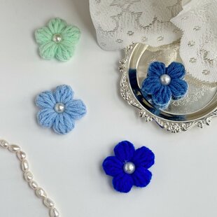 23毛线编织可爱限定手工毛线花头饰百搭配饰花朵造型头绳针织47