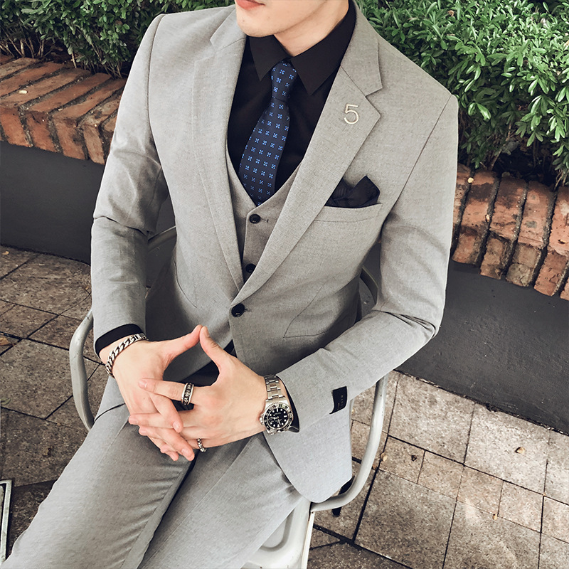西服套装男士青年新郎伴郎结婚礼服潮流韩版修身英伦风小西装休闲