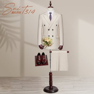 1314suit婚礼西装 高级感双排扣轻奢新郎结婚礼服英伦风西服 男套装