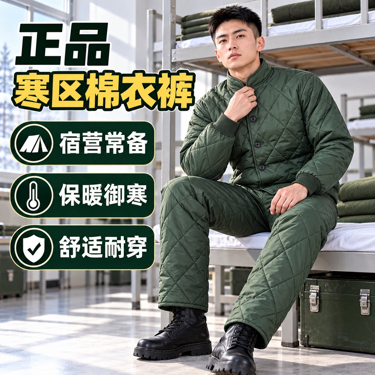 正品温区寒区军绿色棉衣棉袄制式冬季松枝绿单上衣短款棉衣裤套装