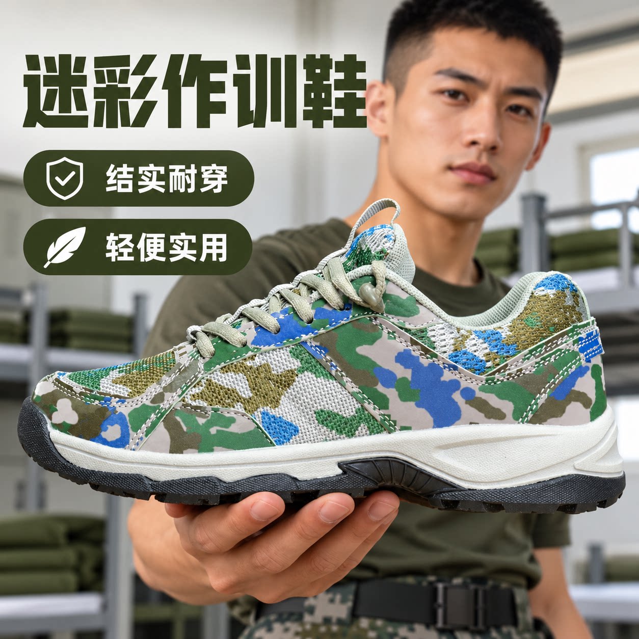 新式迷彩作训鞋男缓震超轻跑步鞋户外鞋训练鞋春秋夏季解放鞋