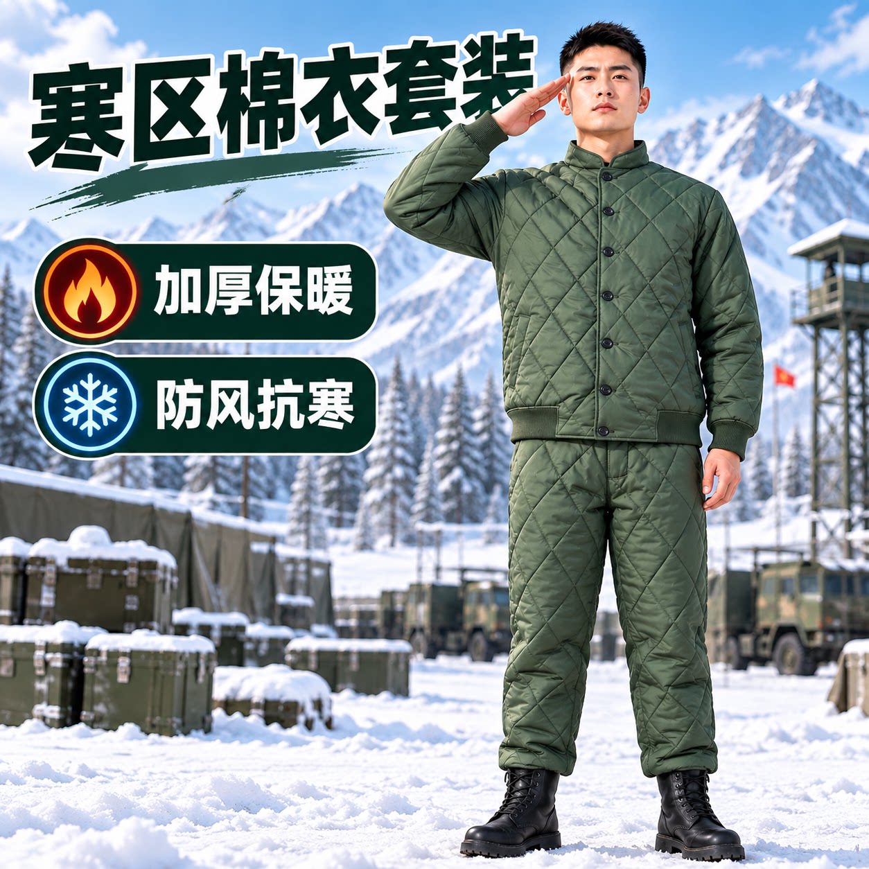 真品棉衣棉袄寒区温区军绿色制式棉衣套装冬季橄榄短款棉服套装男