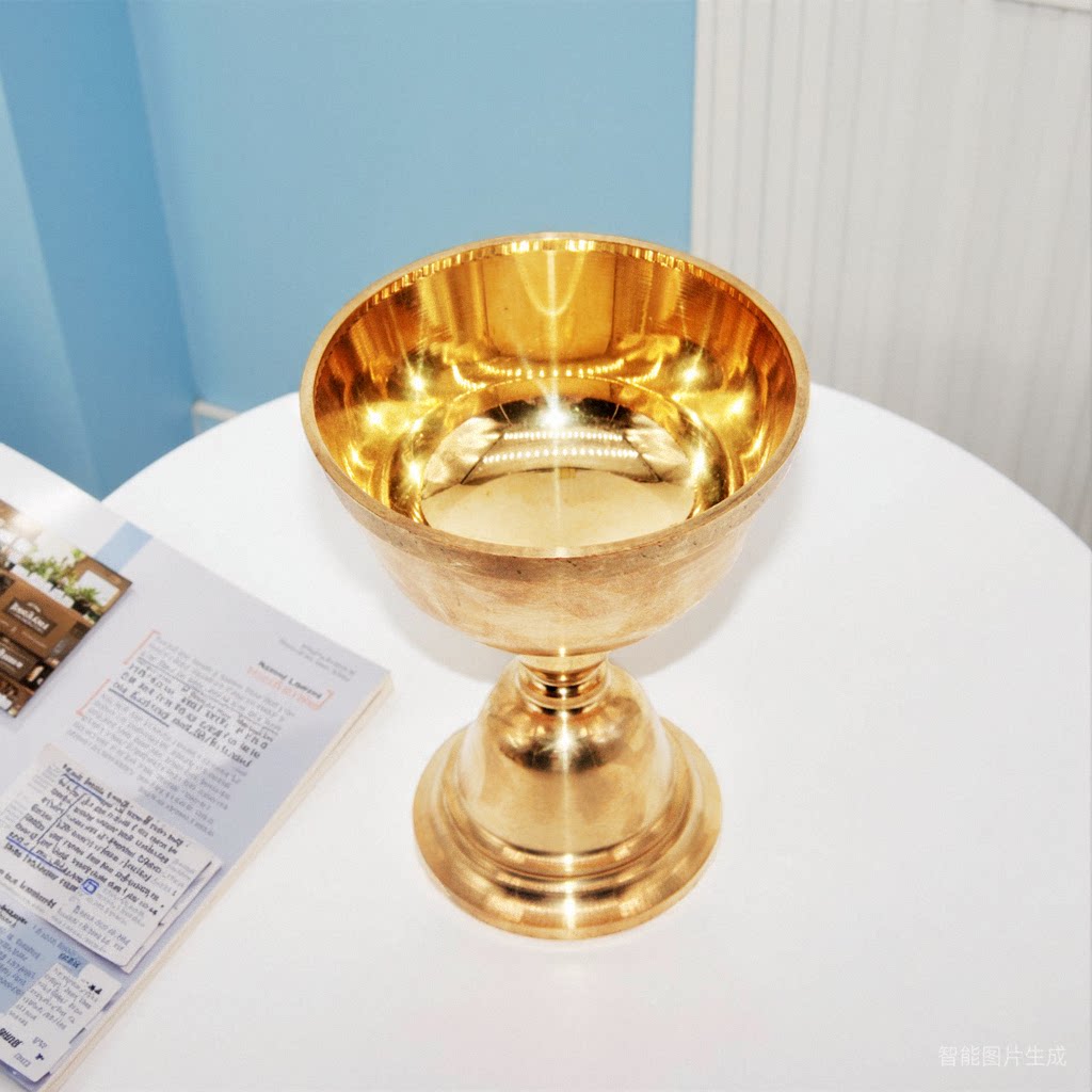 西行人 佛堂桌面摆件佛具供佛酥油灯座13号黄铜灯固体油点24小时