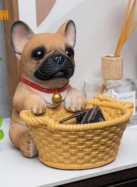 入户门鞋柜上的摆件可爱狗狗旺财摆件家用口放钥匙收纳摆件创意玄