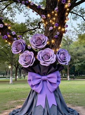 春季户外大树花艺装饰树干包花美陈摆件仿真花艺景区引流大树装扮