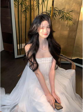 从一时刻【冰涧】高级感网纱钉珠白色无袖连衣裙or气质套装双版本