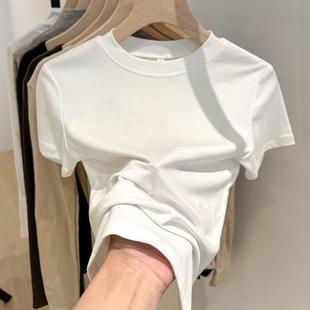 潮 短袖 t恤女2025早春新款 小众设计感体恤常规款 上衣服半高领修身