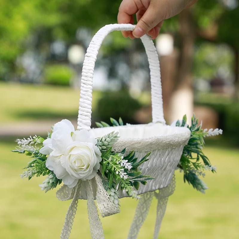 结婚花童撒花篮户外婚礼手提花篮