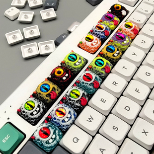 大眼小恶魔矮轴十字轴机械键盘键帽个性手工制作树脂注色可爱礼品
