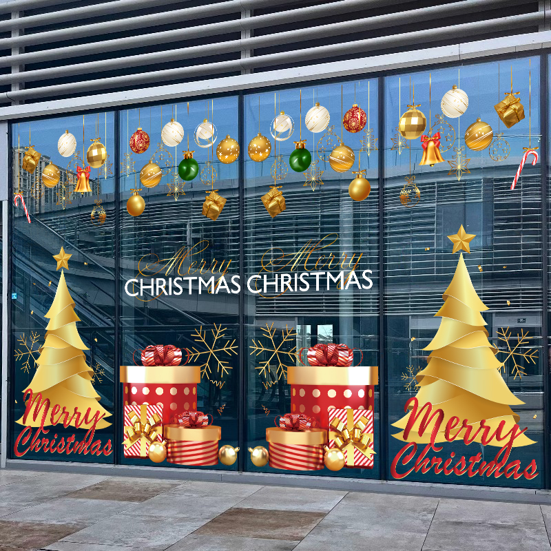 圣诞节吊球装饰玻璃窗花贴静电贴