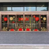 马年春节装 饰布置窗贴节日新年静电贴渐变灯笼过年活动布置玻璃贴