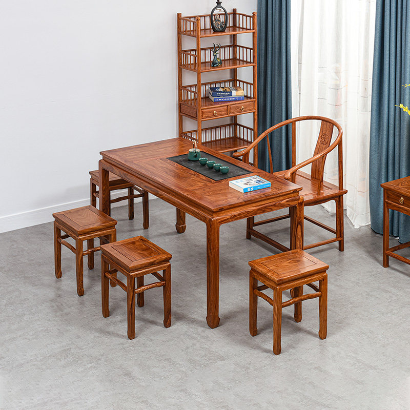红木茶桌椅组合办公室茶台花梨木家具刺猬紫檀新中式客厅功夫茶几