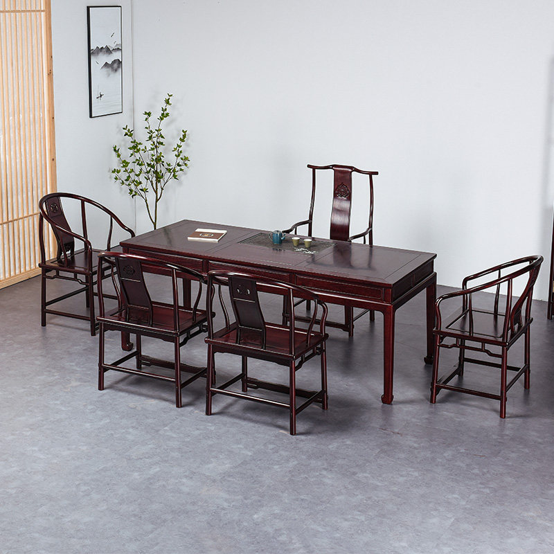 血檀家具新中式茶桌非洲小叶紫檀功夫茶台茶几实木泡茶桌椅六件套,住宅家具,家用茶台/茶桌,淘宝优惠券,粉丝福利购,淘宝优惠卷