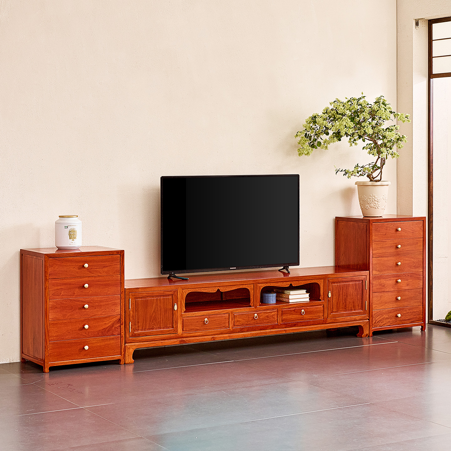 古尚古新中式榫卯结构实木电视柜