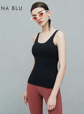 DIVINA BLU新款性感露背运动无袖背心网纱透气显瘦瑜伽服带胸垫女