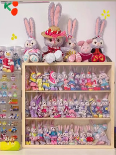 星黛露收纳展示架迪士尼公仔收纳盒达菲熊露露挂饰实木防尘挂墙柜