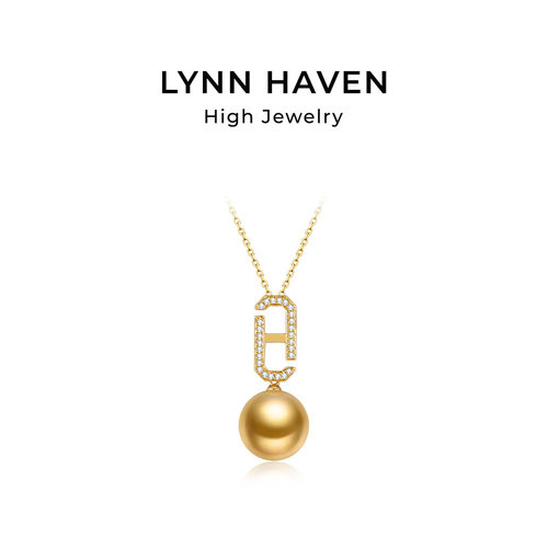 LynnHaven麟玟EARTH LH符号18K金南洋金珠海水珍珠项链符号扣颈链