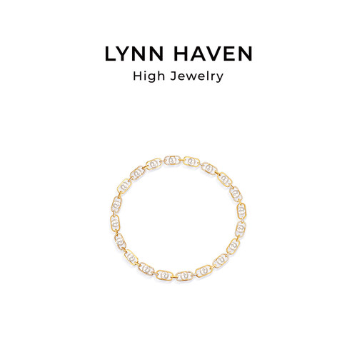 LynnHaven麟玟EARTH环抱18K金银蓝Akoya海水珍珠项链钻石串珠女