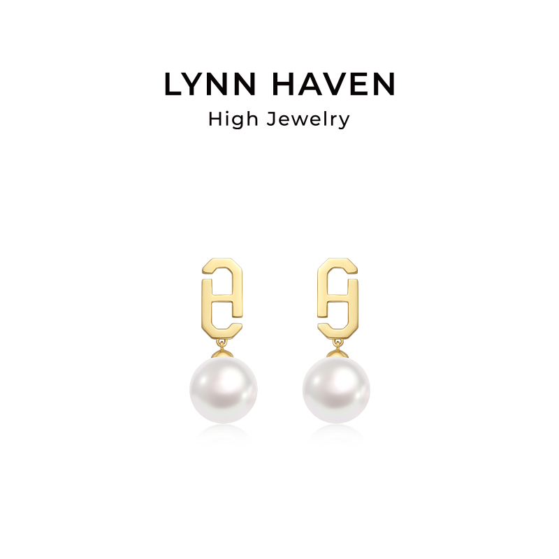 LynnHaven麟玟符号扣珍珠耳饰