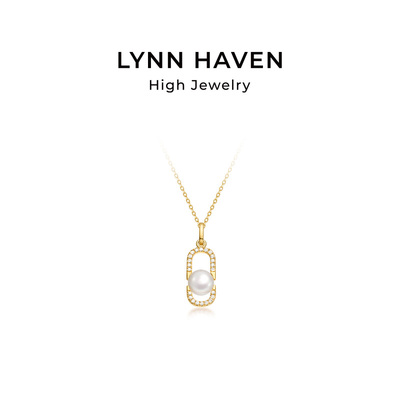 LynnHaven麟玟 EARTH环抱 18K金Akoya海水珍珠项链钻石吊坠礼物