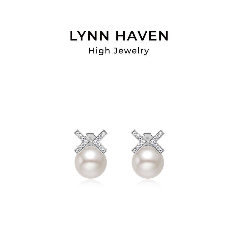 LynnHaven麟玟 EARTH LH符号【灵犀】澳白海水珍珠耳钉18K金耳饰
